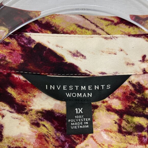 New Investments Top size 1X Multi Color Abstract Long Sleeve Popover Office - Picture 9 of 11